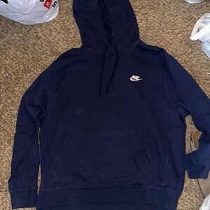 Nike Navy Blue Pullover Hoodie with White Logo